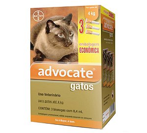 Antipulgas Advocate para Gatos de até 4kg 0,4ml Embalagem Econômica