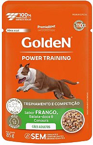 Ração Úmida Golden Gourmet Power Training para Cães Adultos sabor Frango e Vegetais 85g