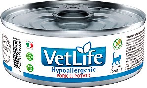 Ração Úmida Farmina Vet Life Hypoallergenic Porco e Batata para Gatos Adultos 85g