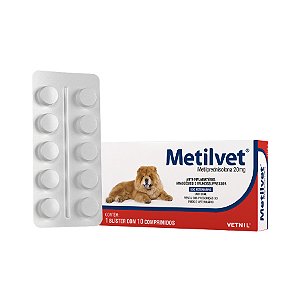 Metilvet 20mg Anti-inflamatório 10 Comprimidos Vetnil para Cães e Gatos