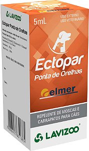 Repelente de Moscas e Carrapatos Elmer Lavizoo Ectopar Ponta de Orelhas para Cães 5 ml