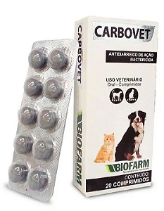 Carbovet Biofarm Antibiótico e Antidiarreico 20 comprimidos