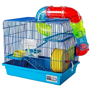 Gaiola Hamster Tubo Luxo Slim Azul