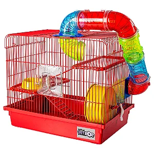 Gaiola Hamster Tubo Luxo Slim Vermelha