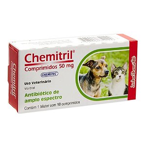 Medicamento Chemitril Para Cães E Gatos - 10 Comprimidos - 50mg