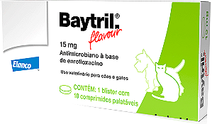 Antibiótico Elanco Baytril Flavour 15 mg para Cães e Gatos