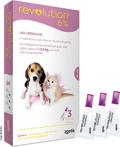 Antipulgas e Carrapatos Zoetis Revolution 6% Cães e Gatos de até 2,5Kg 15mg - 3 Pipetas