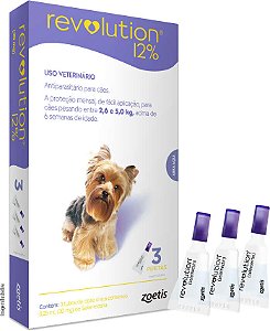 Antipulgas e Carrapatos Zoetis Revolution 12% para Cães de 2,5 a 5kg 30mg - 3 Pipetas