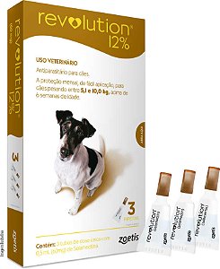 Antipulgas e Carrapatos Zoetis Revolution 12% para Cães de 5 a 10Kg 60mg - 3 pipetas