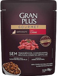 Ração Úmida Gran Plus Sachê Gourmet Carne para Gatos Adultos 85g