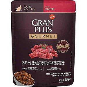 Ração Úmida Gran Plus Sachê Gourmet Carne para Gatos Adultos 85g