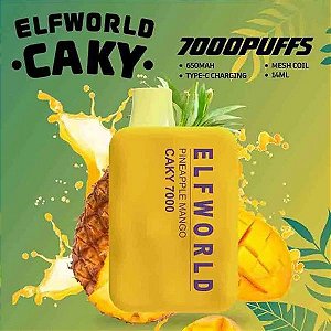 POD DESCARTÁVEL ELFWORLD CAKY 7000 PUFFS - PINEAPPLE MANGO - ELFWORLD