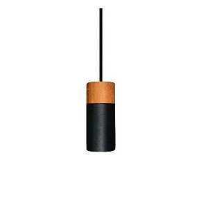 Pendente Tubolare Wood Madeira e Alumínio 5,3x13cm 1xGU10 LED Dicroica MR16 Bivolt Itamonte Nac 485