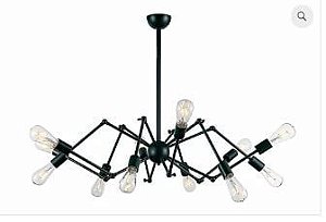 Pendente Spider Metal 90x70cm 12xE27 40W Bivolt Cor Preto Ouro Velho Studioluce PD745