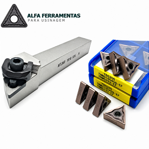 Kit Porta Ferramenta de Tornear MTJNR 1616 K16 + 10 Pastilhas TNMG 160408-EF YBG205