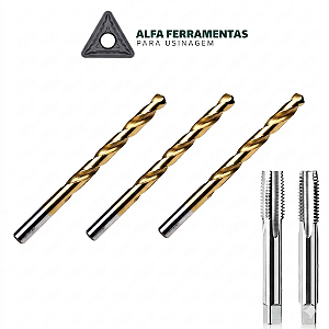 Kit Broca Haste Paralela 1/2", 5/8" e 24mm + Jogo de Macho Manual MF 14 x 1,5 em Aço Rápido (HSS
