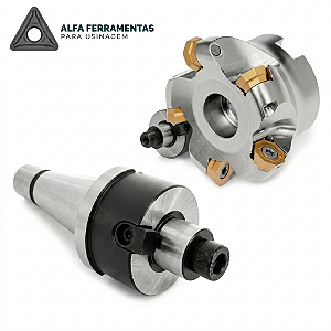 Kit Fresamento ISO 40: Porta Cabeçote + Cabeçote 45° 63mm + 10 Insertos OFMT 05T3