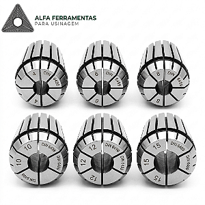 Conjunto de Pinças ER40 DIN 6499 - Kit com 6 Peças (4 a 15mm)