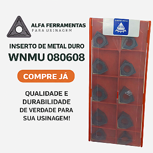 Inserto de Metal Duro WNMU 080608 Diamond Brand - Caixa com 10 Unidades