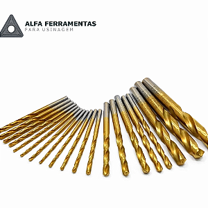 Broca de Aço Rápido (HSS-TIN) com Cobertura de Titânio - Diversas Medidas (Selecione)