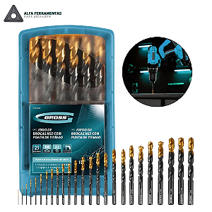 Jogo De Brocas Hss Ponta De Titânio 19pçs 1 A 10mm Gross
