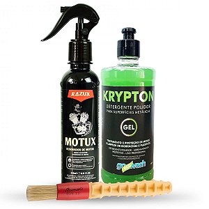 Kit Limpeza de Motor Detergente Krypton 500ml + Verniz de Motor Razux 240ml