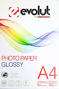 PAPEL FOTOGRÁFICO A4 - 180 GRAMAS PCTE 50 FOLHAS