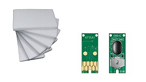 KIT ESPONJAS + CHIP ESTACAO LIMPEZA EPSON L1455 / / Wf3620 / Wf7110 / T6711