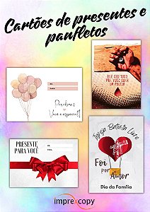 CARTÕES DE PRESENTES E PANFLETOS