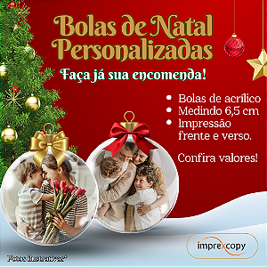 BOLAS DE NATAL PERSONALIZADA COM FOTO
