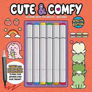 LIVRO DE COLORIR BOLD EASY VOL3CUTE AND COMFY C/ 6 CANETAS TOUTCH
