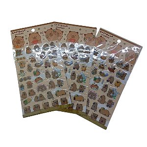 CARTELA DE ADESIVOS CAPIVARA - HOLOGRAFICA 12x23 cm