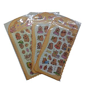 CARTELA DE ADESIVOS CAPIVARA - 9x18cm