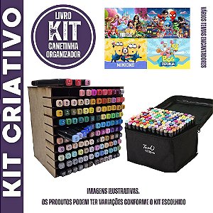 KIT DE CANETINHAS + LIVRO DE COLORIR C/ ORGANIZADOR