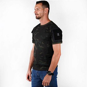 CAMISETA T SHIRT TÁTICA RANGER MASCULINA MULTICAM BLACK BÉLICA