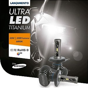 Par Lâmpada Shocklight Ultra led H4 6000k 12v 50w 5000lm