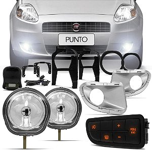 Kit Farol Milha Auxiliar Fiat Punto 2007 2012 Botão Original