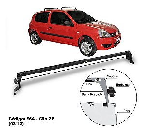 Rack de Teto Bagageiro Renault Clio 2001 a 2012 2 Portas