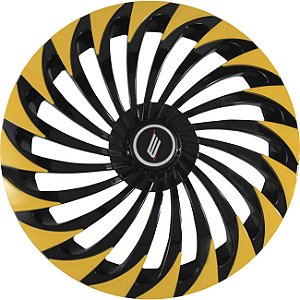 Calota Esportiva Universal Twister Black Yellow Aro 14