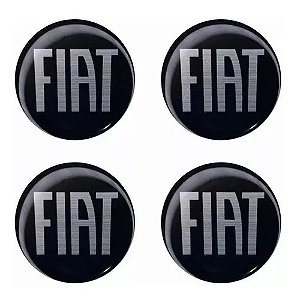 Jogo De Emblema Adesivos Fiat Preto Para Rodas e Calotas