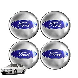 Jogo De Emblemas Adesivos Ford Espelhado Roda e Calota 48mm