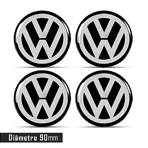 Jogo De Emblemas Adesivos Volkswagen Para Roda e Calota 90mm