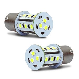 Par de Lampada Led Ba15S Torre 18 Leds 12V Branco