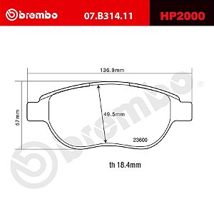 Brembo HP2000 Pads 07.B314.11 - Citroen C4, Xsara, Peugeot 207, 307, 2008 e 408