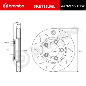 Discos Brembo Sport TY3 - Porsche 992 Carrera Base, 718 2.0, 981 S / GTS, 997 / 991 Carrera- Dianteiros (Par) 330x28 mm