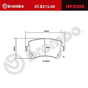Brembo HP2000 Pads 07.B315.00