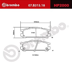 Brembo HP2000 Pads 07.B315.18