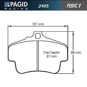 PAGID 2405 RSC1 - Cerâmica Traseira - Porsche Carrera GT, 718 GTS e Spyder, 996 GT2 / GT3 / GT3RS / Turbo, 997 GTS