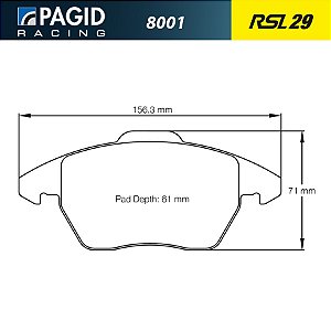 PAGID 8001 RSL29 - Dianteira - Audi A3 8P, S3 8P, TT 8J, VW Jetta 2.5, Jetta Fusca TSI, Passat B6 / B7
