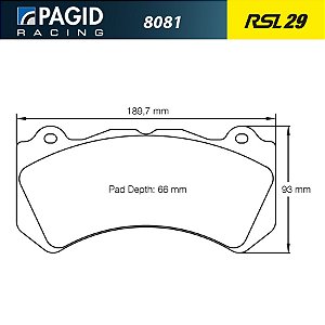 PAGID 8081 RSL29 - Dianteira - RS6 C6, GTR R35, Camaro ZL1, Corvette C7 Z06, C63 AMG W204, Hellcat, Aston DB11, Vantage